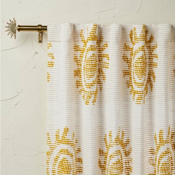 Gold Jacquard Light Filtering Curtain Panel from Opalhouse 50”x84” - Picture 1 of 5